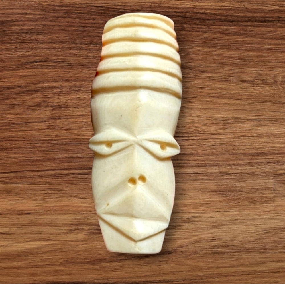 Vintage 1930s Carved Bone Tribal Pendant Estate Rare